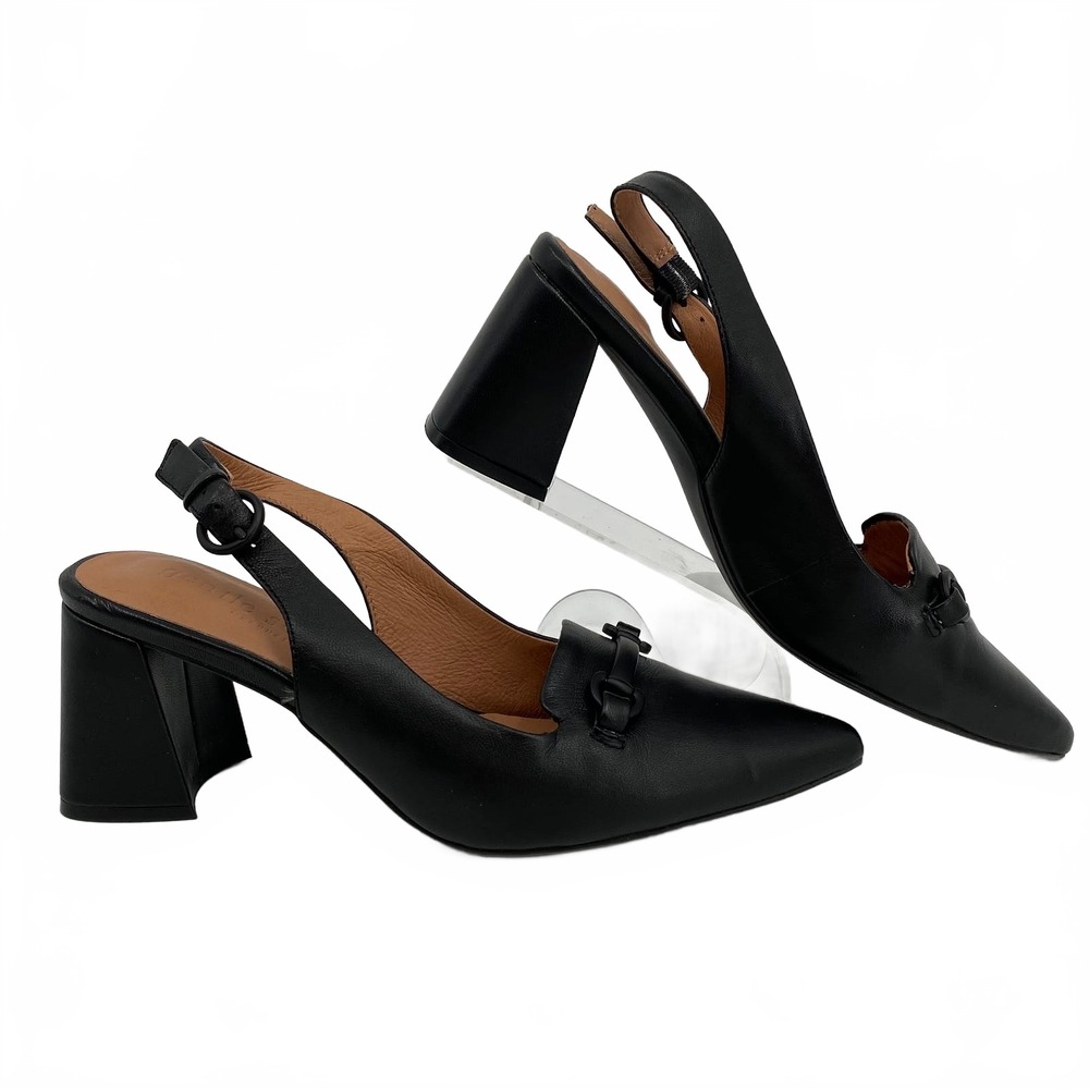 Gentle Souls Black Leather Slingback Heels | Women’s Size 8
